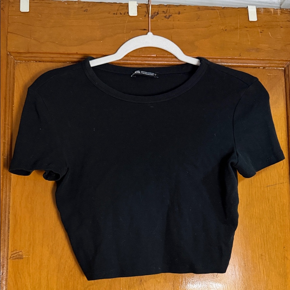 Zara Women's Cotton Crop short sleeve Top